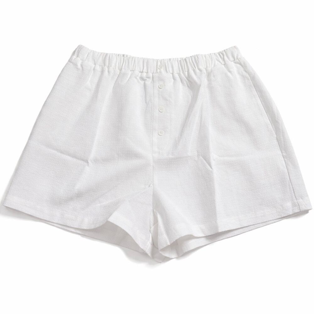 NEW Halara White Button Front Shorts Textured Lounge Preppy Coastal Pockets Soft